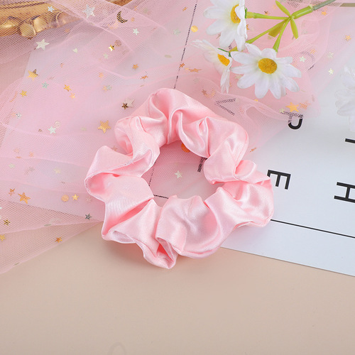 Linglong factory directly supplies cross-border new style bright surface that does not hurt hair and internet celebrity simple elastic satin hair tie