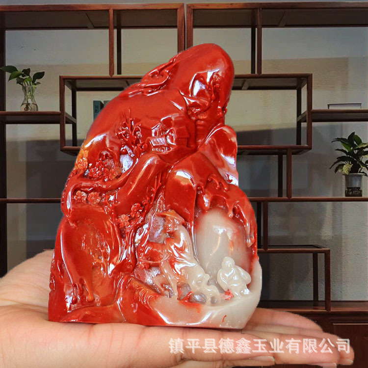 寿山石雕刻摆件批发仿玉办公桌家居橱窗风水小玉器精致玉雕
