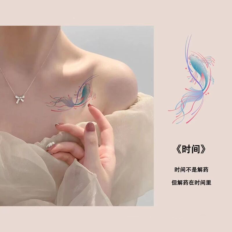 Fish carp koi tattoo stickers Blue beautiful clavicle wrist fresh waterproof tattoo stickers Fish carp koi tattoo stickers Blue beautiful clavicle wrist fresh waterproof tattoo stickers