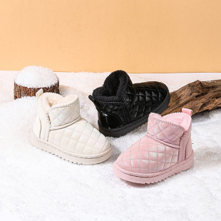 Girls' Snow Boots with Fleece Lining, Thickened for Winter 2025, New Children's Warm Large Cotton Shoes, Boys' Waterproof and Non-Slip Winter Style