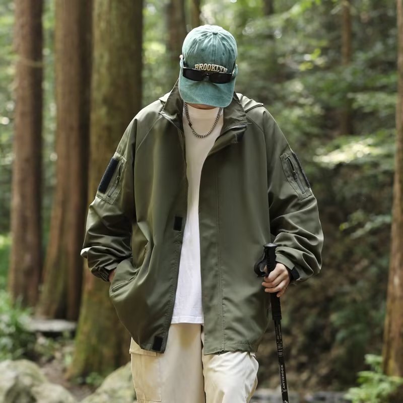 2023 Spring and Autumn Mountain jacket men's Velcro outdoor couple sun protection casual workwear hooded jacket