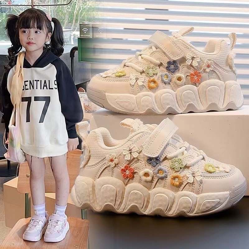 女童运动鞋2025春季新款小女孩花朵时尚老爹鞋儿童跑步鞋韩版百搭|undefined