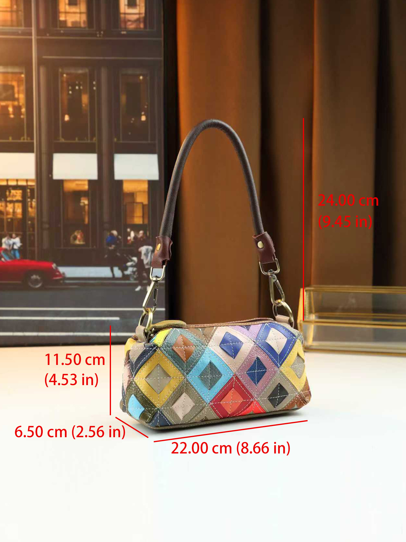 Women's Ethnic Style Colorful Plaid Leather Crossbody Shoulder Bag_voghion.com