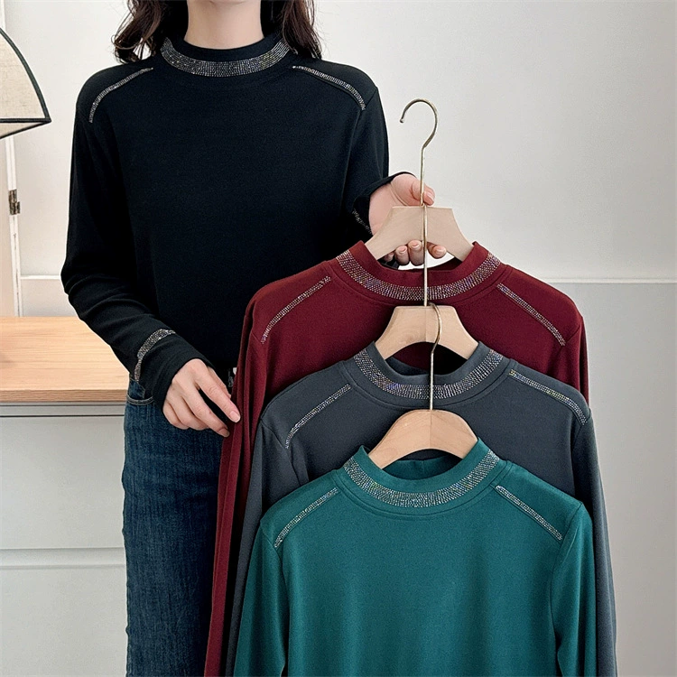 Женская рубашка с дном большого размера 200 фунтов толстая MM зимой тонкая и толстая толстая толстая рубашка с длинными рукавами 2449