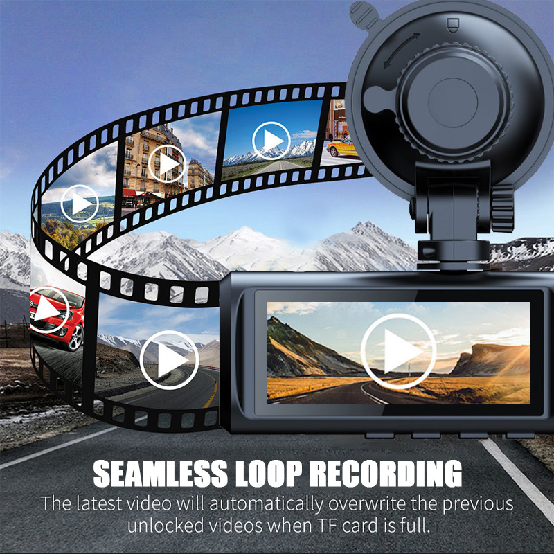 4K+1K+1K 3-Lens Wifi Car Dash Cam Mobile App High-Definition Dash Cam Dashcam