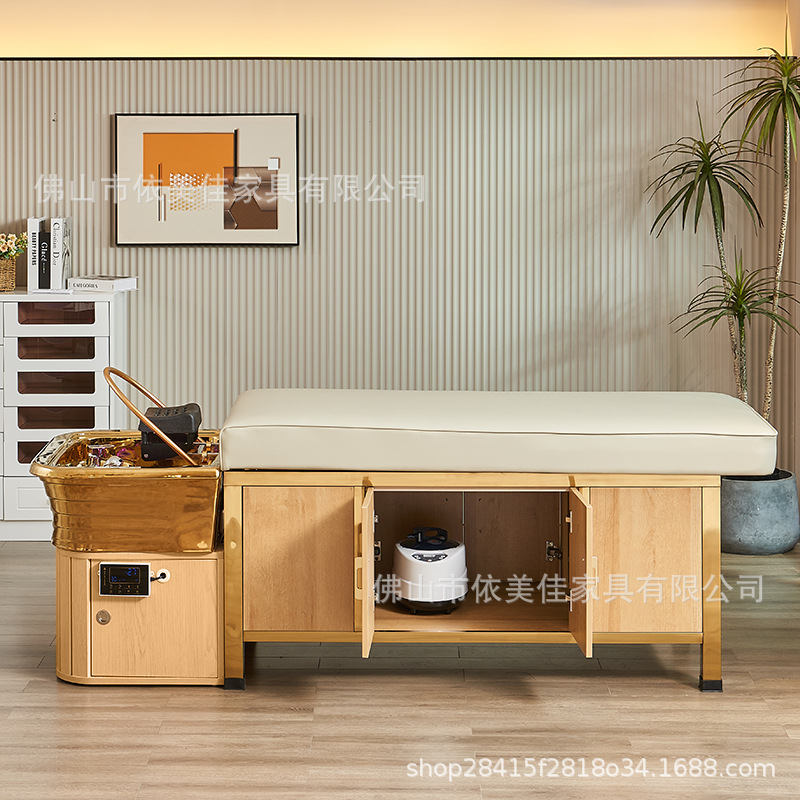 Cama de lavado de cabello con calentador de agua de fumigación integral de circulación de agua para masaje de todo el cuerpo para salón de belleza de orejas especial para peluquería