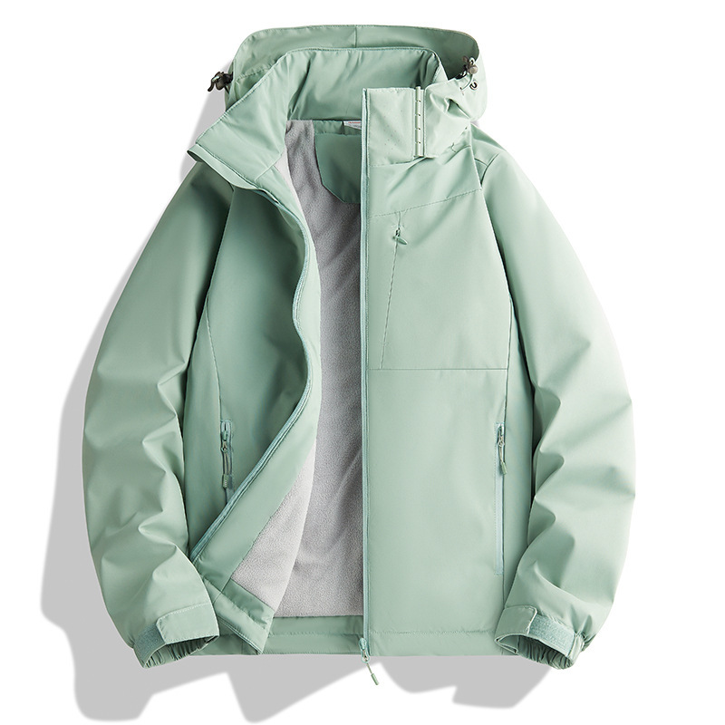 fleece-lined Thickened Windproof Waterproof Cotton New Autumn and Winter One-piece Fleece Jacket Women's Outdoor Men's Mountaineering Jacket