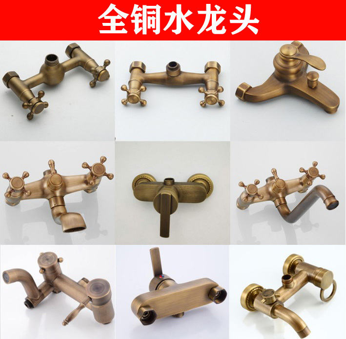 Retro faucet replacement leaking all copper mixing valve double hole antique shower bathtub faucet switch European style
