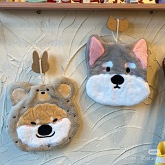 かわいい子犬のハンドタオル家庭用コーラルベルベット厚みのある吸水性速乾性吊り下げ可能な無臭トイレ漫画ハンドタオル