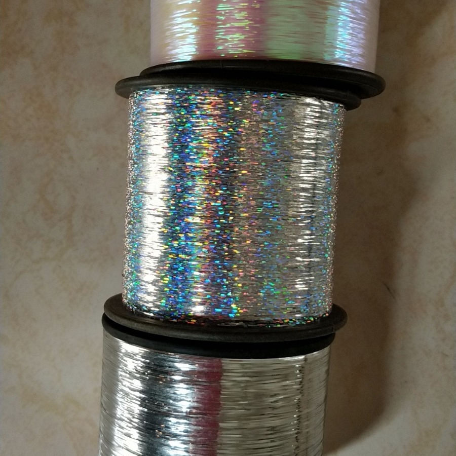 星星点点透明镭射捻丝线金色银色S捻线黑箔丝Z捻合纺金属光泽线
