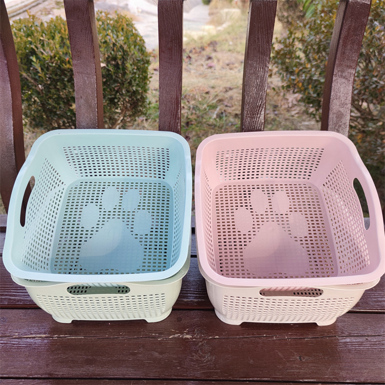 Cesta de drenaje de plástico cuenca de lavado vegetal cocina plato de fruta multifuncional cesta de verduras de plástico cesta de lavado de verduras cuadradas