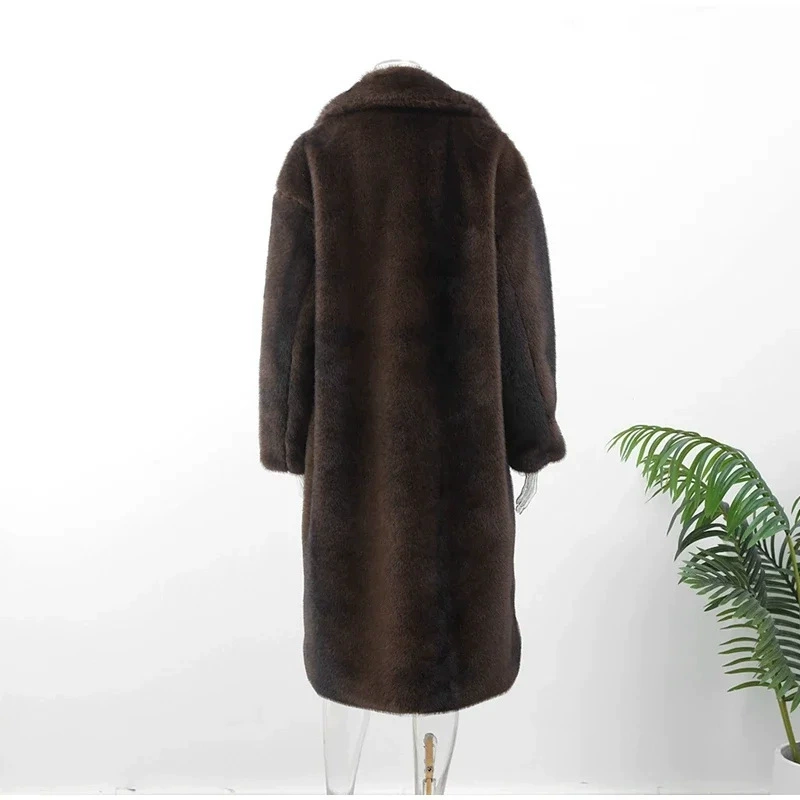 Velvet coat, autumn long-sleeve, European style, V-neckline, loose fit