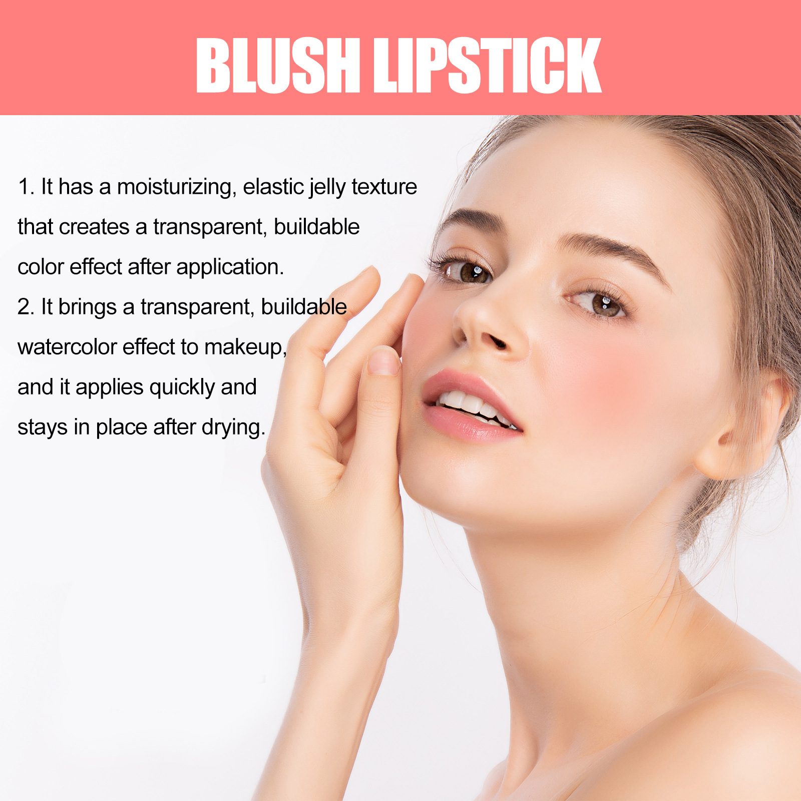Fruit Blush Lipstick And Long Lasting Powder Blusher Lip Gloss_voghion.com