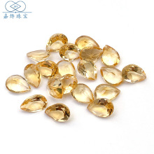天然巴西黄水晶梨形戒面水滴切面彩色宝石镶嵌戒饰品diy裸石批发