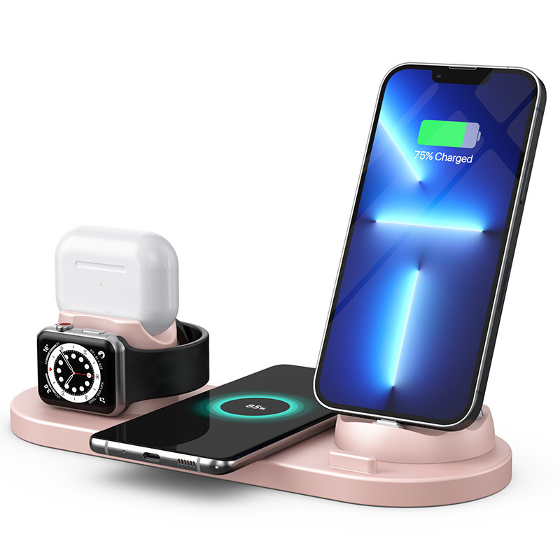 Cross-Border Customized Six-In-One Wireless Charger, Earphones, Watch, Phone Holder, Multi-Device Simultaneous Fast Charging, Direct Supply from the Factory