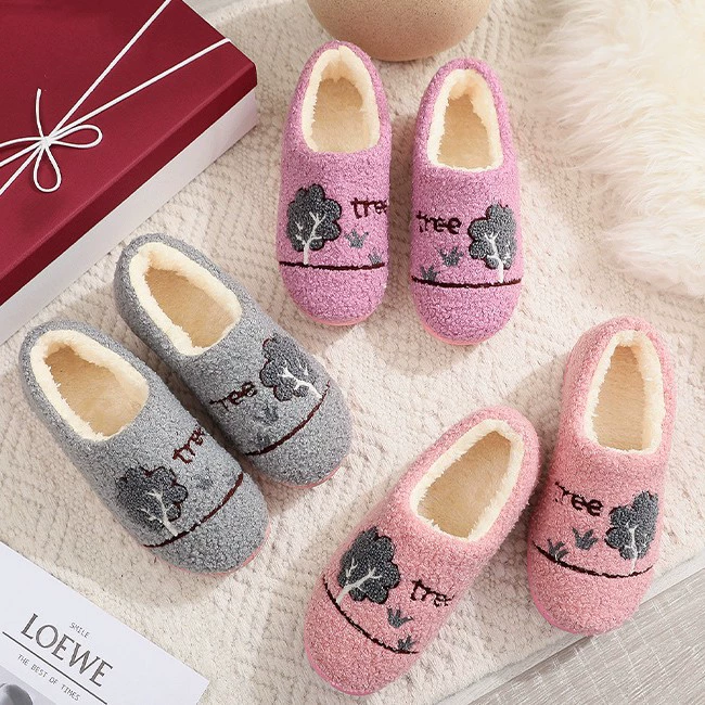 Хлопчатобумажная обувь для дома и улицы Lamb, меховая обувь, домашние зимние хлопчатобумажные тапочки на каблуке, женские теплые полотенца на толстой подошве для послеродового периода.