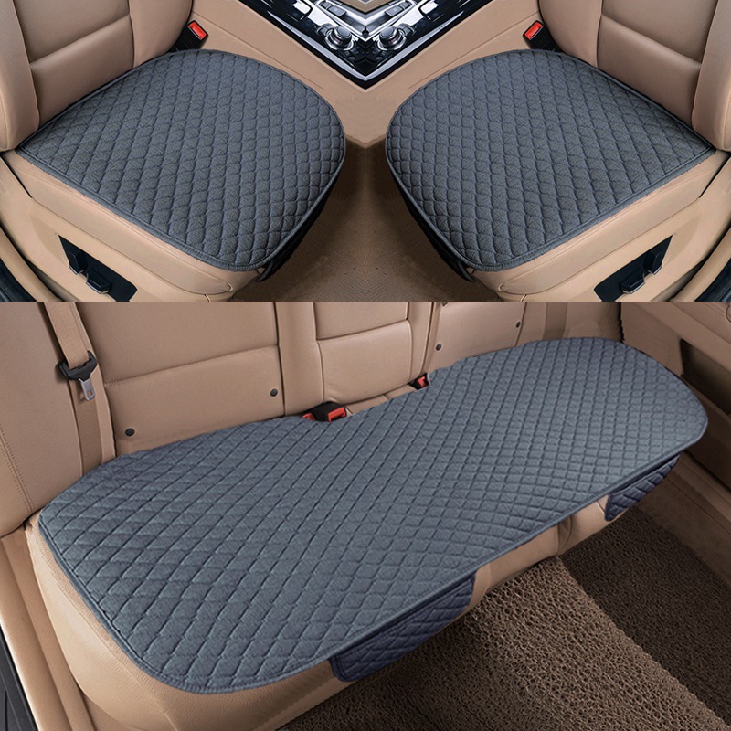 Cubierta del asiento del coche cojín del asiento del coche de una sola pieza de lino cojín del asiento trasero del coche de tres personas cojín del asiento del coche al por mayor y al por menor image 5