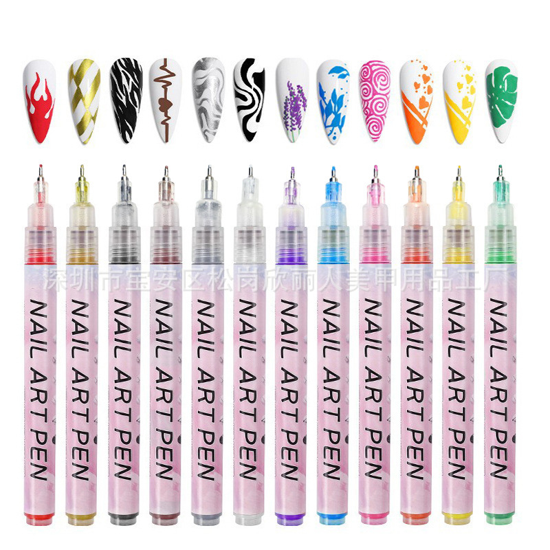 Professional nail art DIY painting pen set nail art 12 color graffiti pen set 0.5mm can be sold by set Professional nail art DIY painting pen set nail art 12 color graffiti pen set 0.5mm can be sold by set