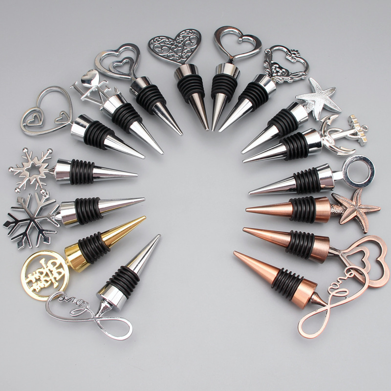 Tapón de botella de vino tinto tapa de aleación love regalo de boda estrella de mar en forma de corazón copo de nieve arte de preservación hermético juego de vino transfronterizo