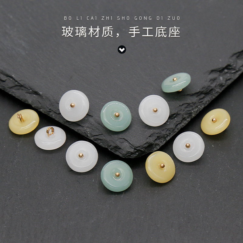 Cuentas de dinero vintage Tang traje hanfu cristal imitación Jade botón estilo antiguo cheongsam perla hebilla de color esmalte cuentas decorativas