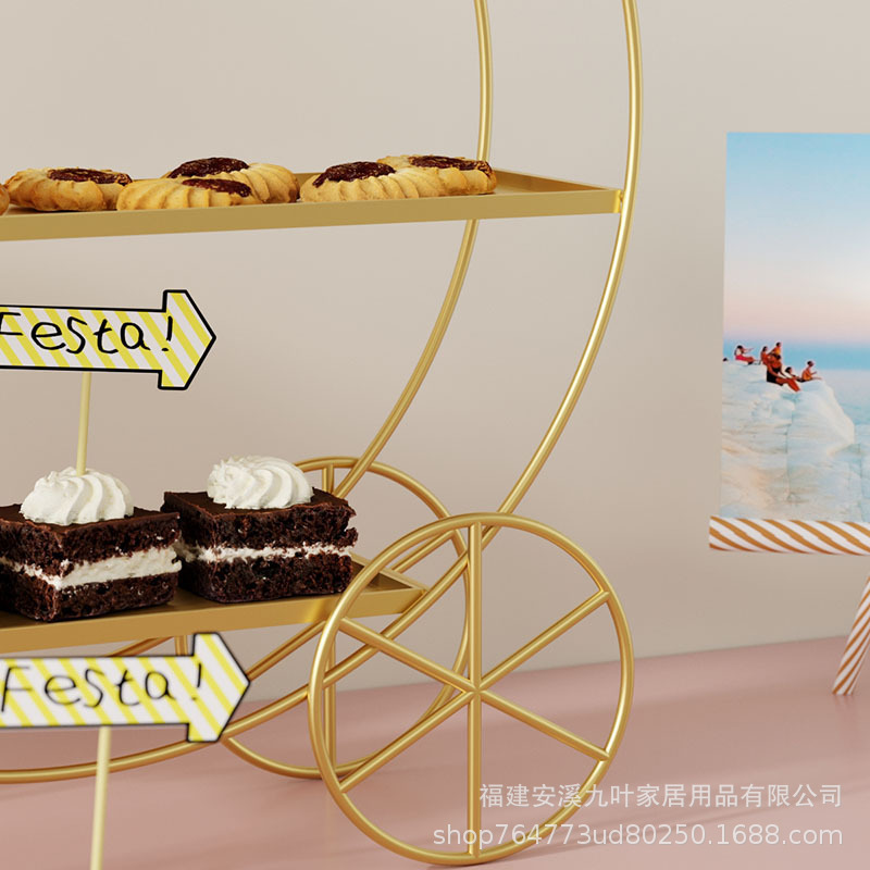 欧式皇冠甜品台展示架婚礼装饰下午茶三层蛋糕架金色糕点摆件盘子|undefined