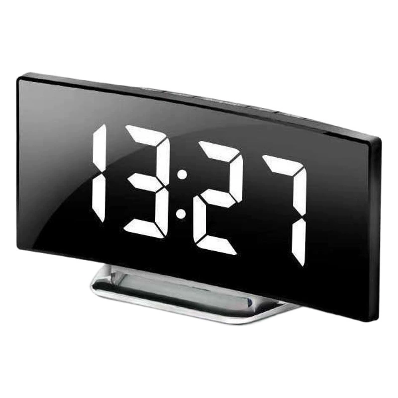 Многофункциональный настольный светящийся цифровой будильник, креативный большой экран, изогнутый светодиодный домашний цифровой зеркальный часы, украшения