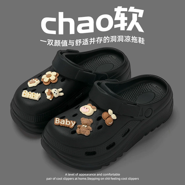 2406 jagged hole shoes black 【Girl】