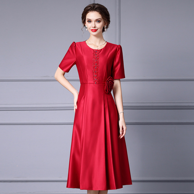 Zhili Red Dress with a Light Luxury and High-End Feel, 2026 New Summer Engagement Slim-Fit Long A-Line Gown Dress