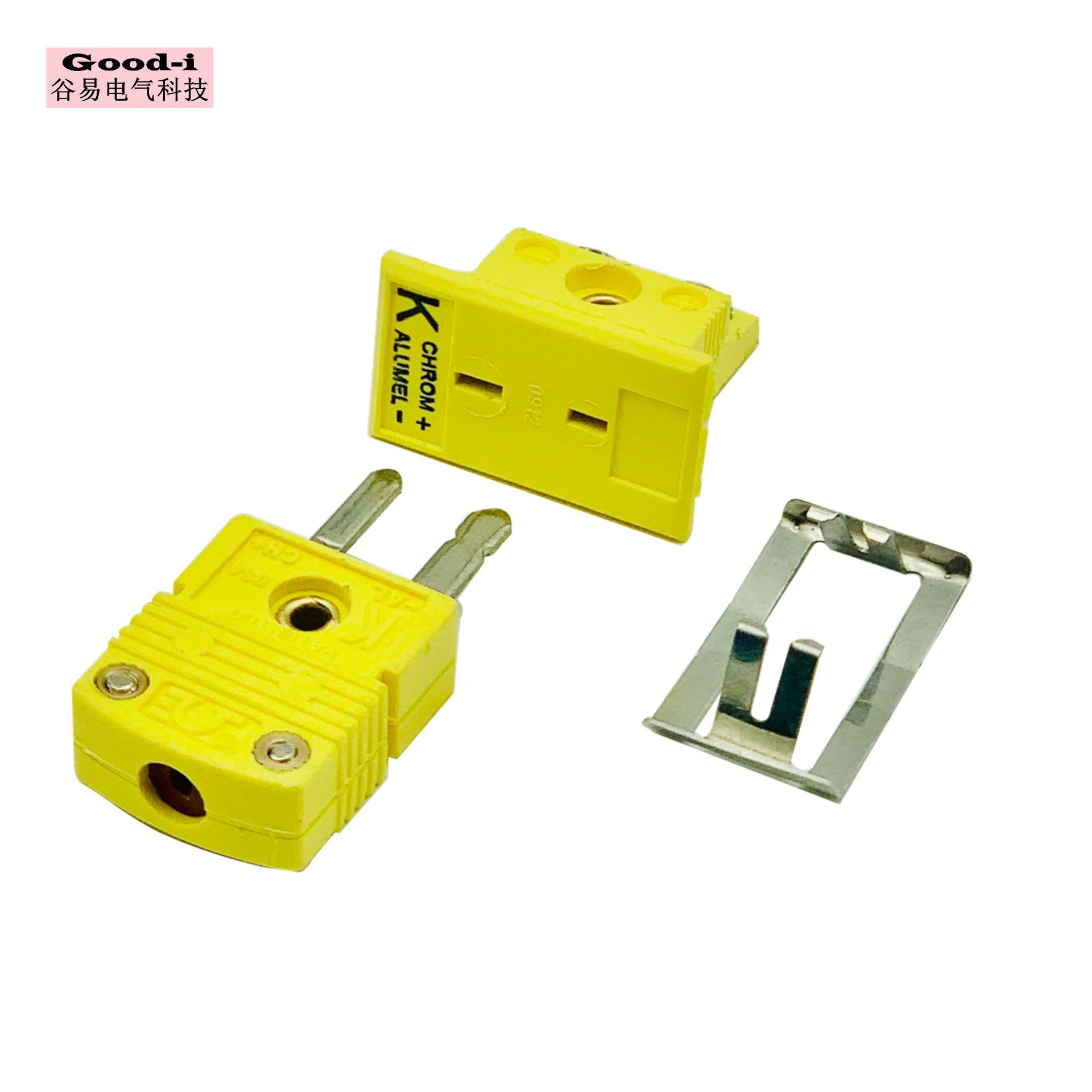 K-type thermocouple small yellow plug SMPW-K-M/F panel socket yellow male/female connector adapter