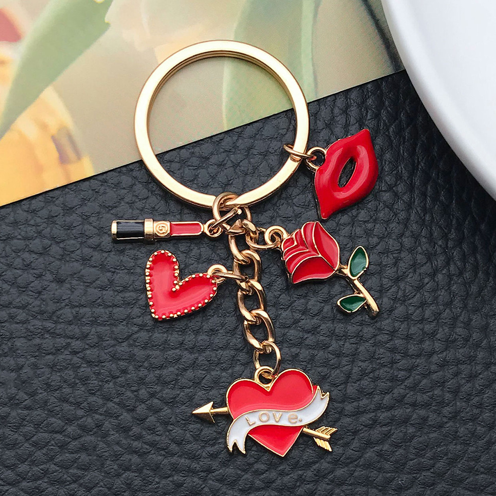 Zinc alloy Material Lady Simple Style Heart Shape Floral Zinc Alloy Unisex Keychain