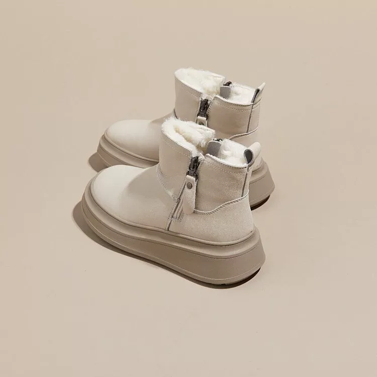 White non-slip winter keep warm low boots