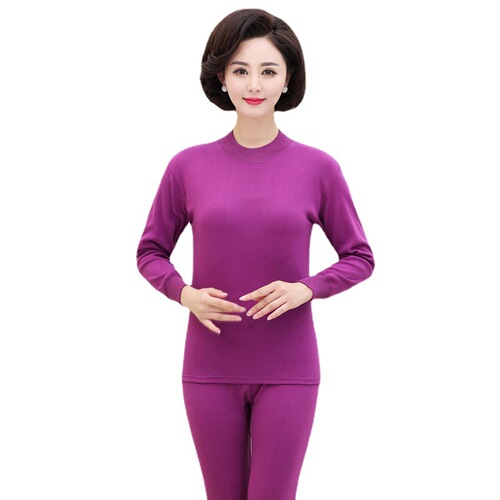 Middle-aged and elderly women's warm underwear autumn clothes ladies' undergarment women's clothing half high neck cotton sweater stalls printed line clothes 