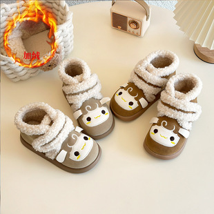 Children's snow boots 2024 winter new fleece-lined warm children's cotton boots boys and girls short boots baby cotton shoes
