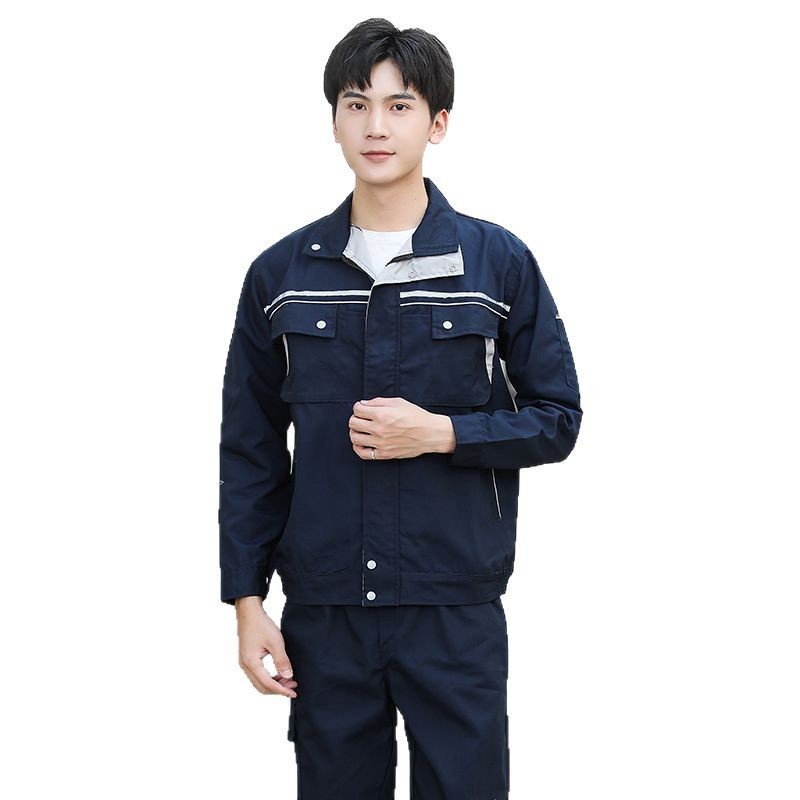 春秋帆布劳保服工作服男耐磨耐脏加厚磨毛工装长袖车间汽修服定制|undefined