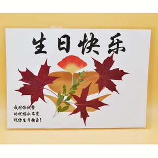 Real maple leaf making greeting card simple modern plant leaf bookmark ginkgo leaf creative good luck wish card