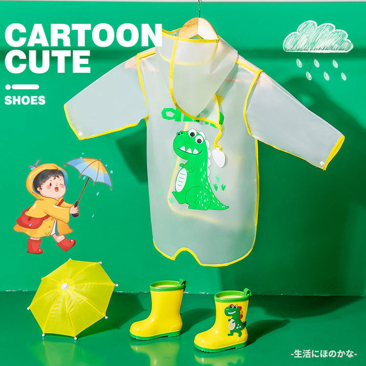 Children's Raincoat and Rain Boots for Boys Outdoor Hiking Girls Non-Slip Waterproof Rain Boots for Toddlers Cartoon Eva Thickeneded and Environmentally Friendly