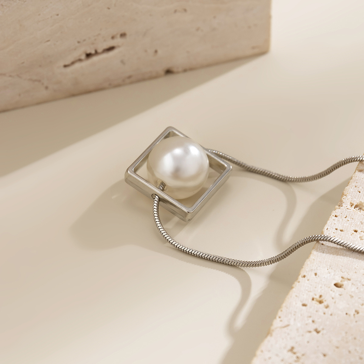 Fashion Square Copper Choker Pearl Copper Necklaces