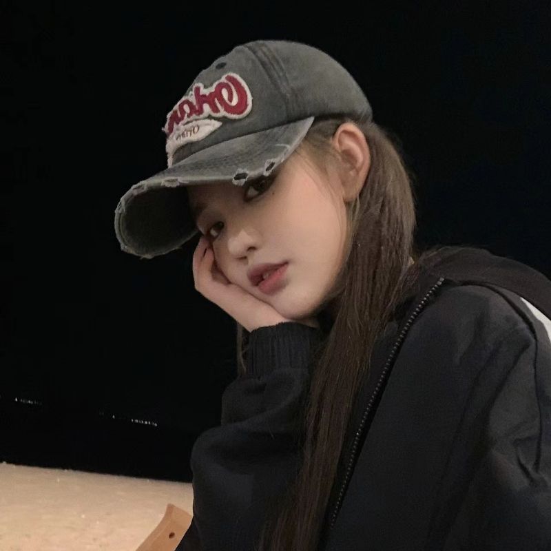 Vintage Distressed Washed Denim Baseball Cap for Women with Large Head Circumference, Face-Slimming Wide Brim Hat, Men's Sunshade Cap