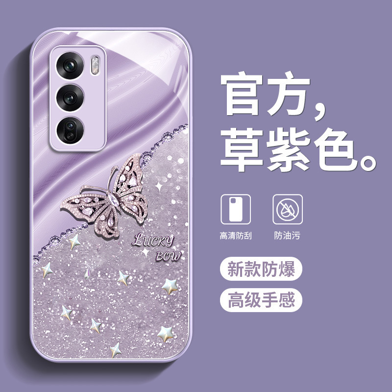 opporeno11 Phone Case Reno12 Lanyard Women's Glass Reno9 All-inclusive Advanced 8Pro Protective Case
