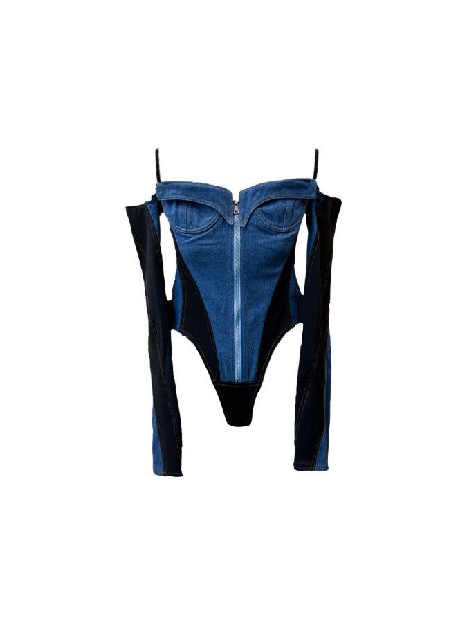 YIMENG23 Jeans strap blindage temperamento chica caliente puro deseo de un nuevo estilo de empalme en la moda