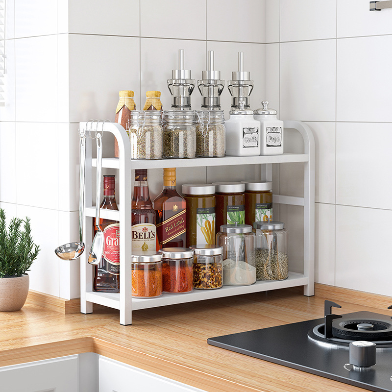 Cocina condimento almacenamiento rack Mesa almacenamiento rack salsa botella condimento aceite sal salsa vinagre estante suministros hogar colección completa