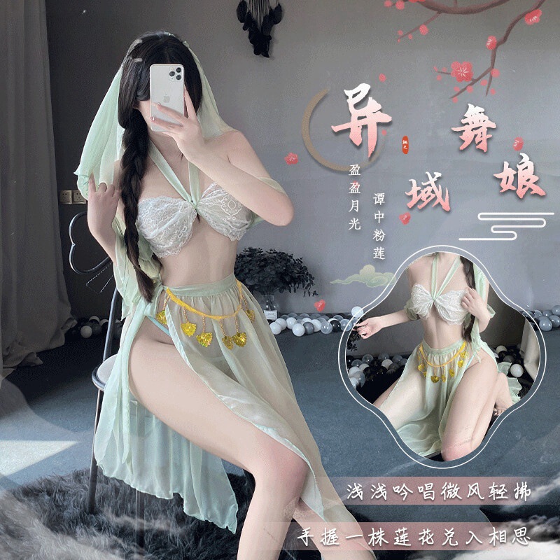 Night Fun Lingerie Antique Elegant Butterfly Lace-up Sexy Hanfu Temptation Western Style Nightgown suit H287