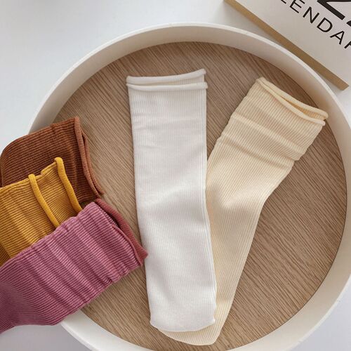 Morandi piles of socks women's mid-calf socks ins trendy cotton socks spring and autumn Japanese solid color versatile summer women's stockings