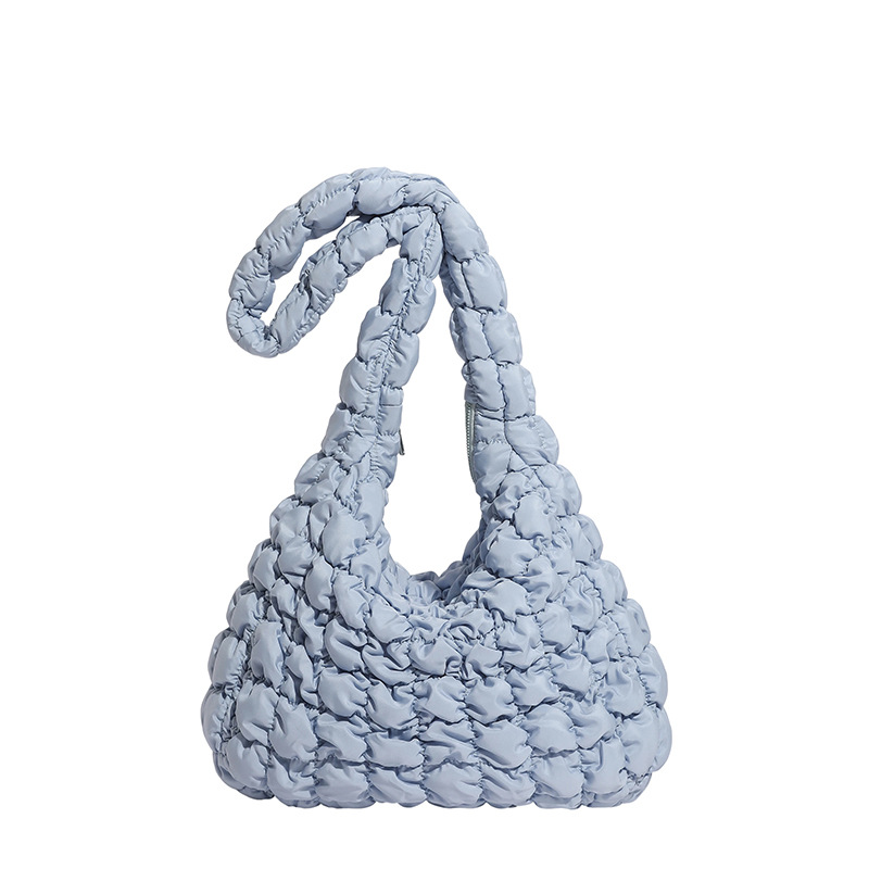 Bolso Cruzado Estilo Nube Plisado de Tela, Gran Capacidad con Cremallera, para Uso Diario y Trabajo