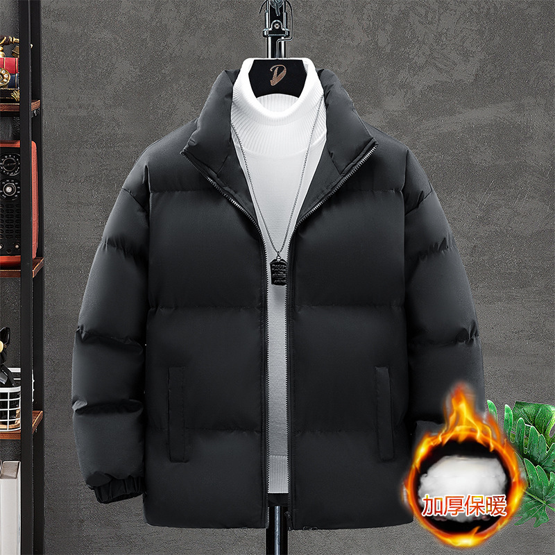2024 nueva chaqueta de algodón principal para hombres, chaqueta de algodón caliente gruesa y suelta de cuello vertical, chaqueta de algodón frío