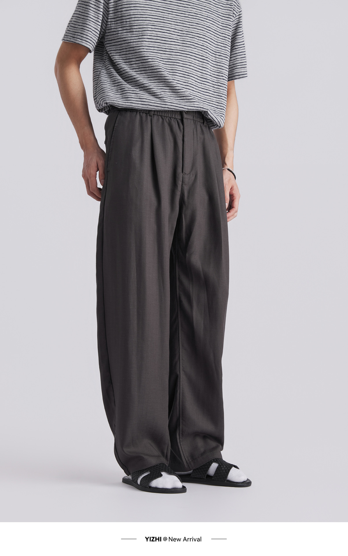 Quần tây nam ống côn eo cao dáng suông vải Tencel thoáng mát — đen chi tiết 23