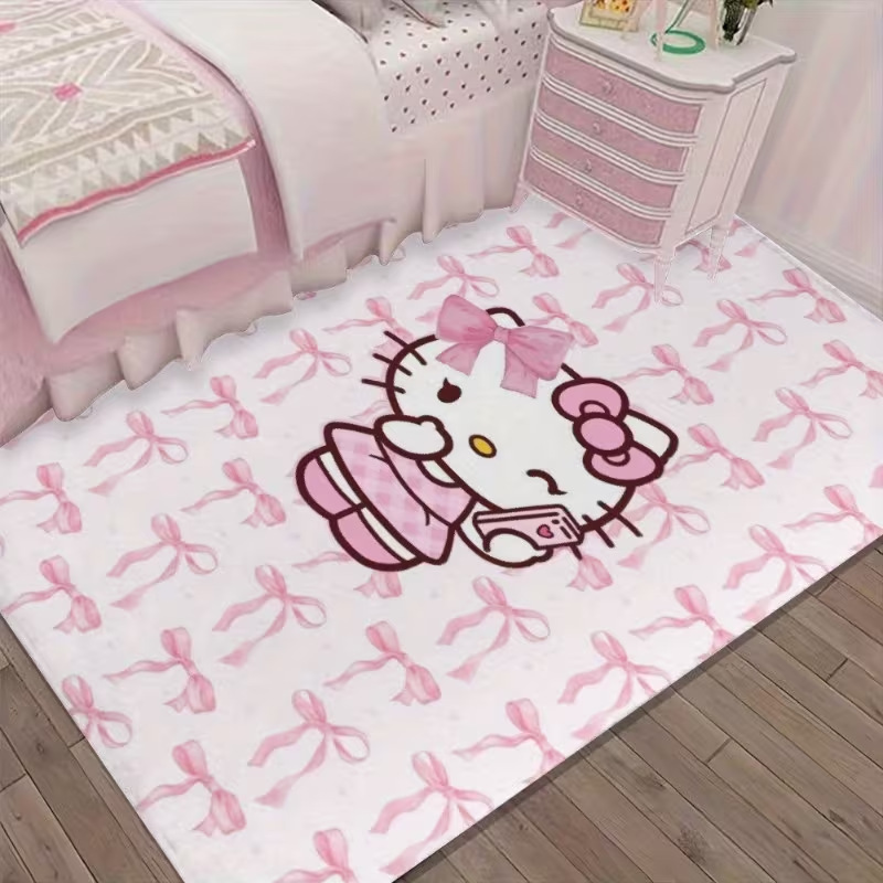 Caricatura encantadora hellokitty habitación alfombra de la cama resistente a la suciedad a prueba de polvo fácil de cuidar alfombra decoración de la sala de estar