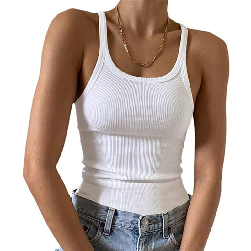 Amazon Women's Sleeveless Vest Slim Low Round Neck Rib Knit Basic Camisole Amazon Women's Sleeveless Vest Slim Low Round Neck Rib Knit Basic Camisole