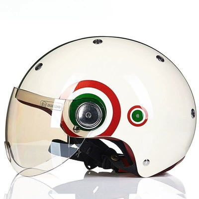 Motorcycle Helmet for Men and Women, Motosiklet dəbilqələri - s-bright-milky-white-red-green-b103