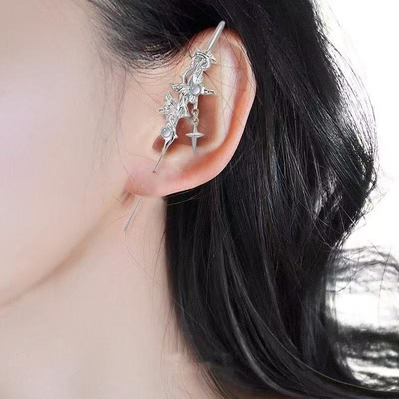 Cross-border butterfly pierced ear cuffs, personalized simple and light luxury minimalist style accessories, in-stock wholesale ear cuff earrings